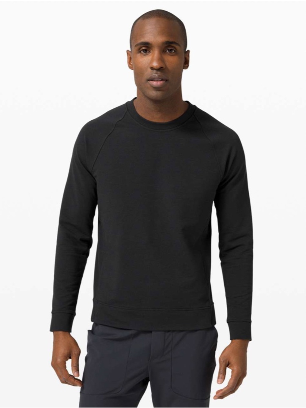 Lululemon City Sweat Crew Black Sweatshirt M Stretch French Terry Side Zip